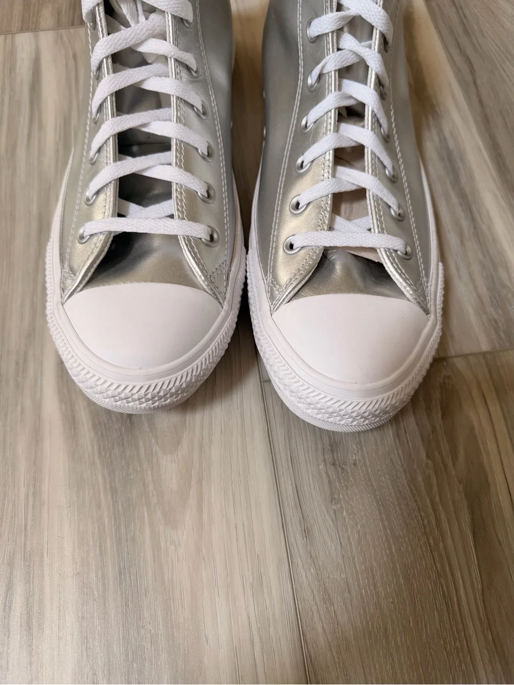 Converse Chuck Taylor All Star Hi Silver Metallic Sneakers Men’s 12 Women’s 14 - Picture 4 of 10
